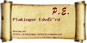 Plakinger Edvárd névjegykártya